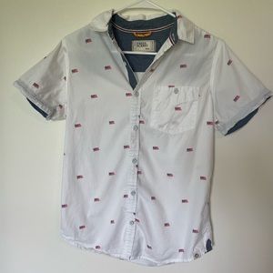 FREE PLANET Mens American Flag/July 4th Button Down